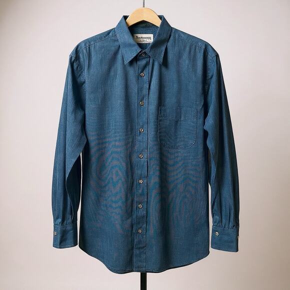 BURBERRYS of London Men’s 100% Cotton Dress Shirt Blue 15.5-33 (M/L) Vintage USA - Picture 1 of 7